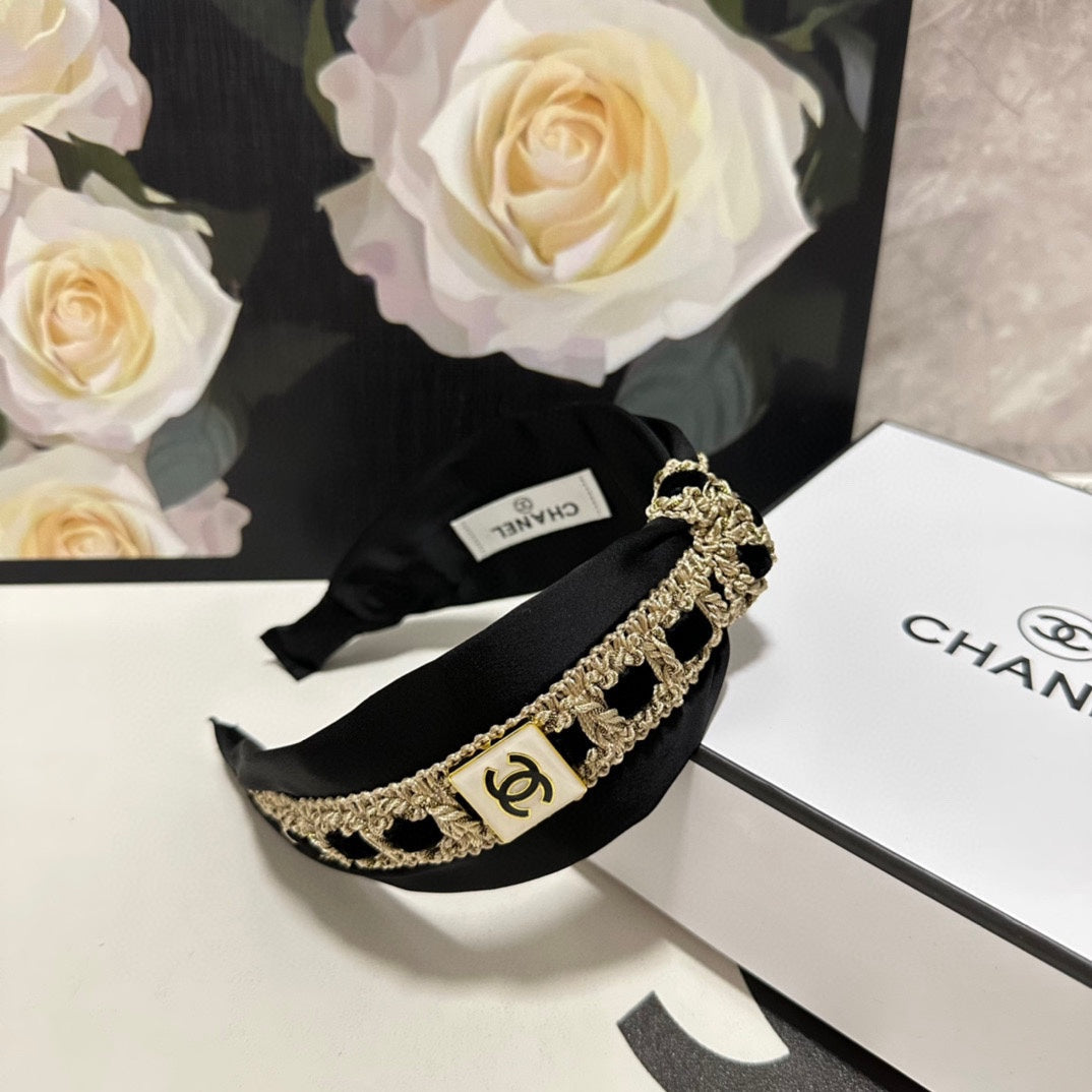 BLACK MIX LIGHT YELLOW FABRIC AND SATIN HEADBAND 168583