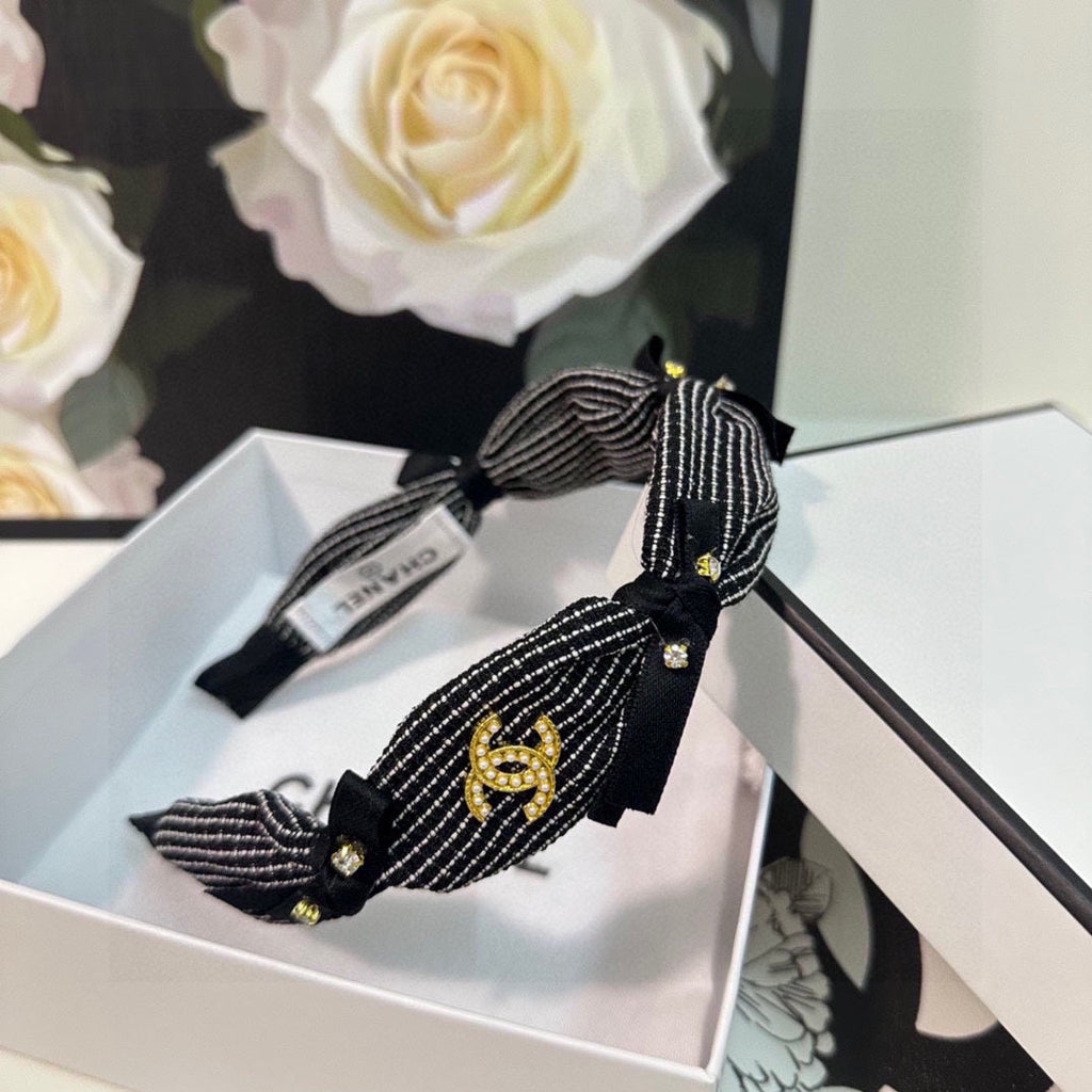 BLACK MIX WHITE FABRIC HAIRBAND 412463